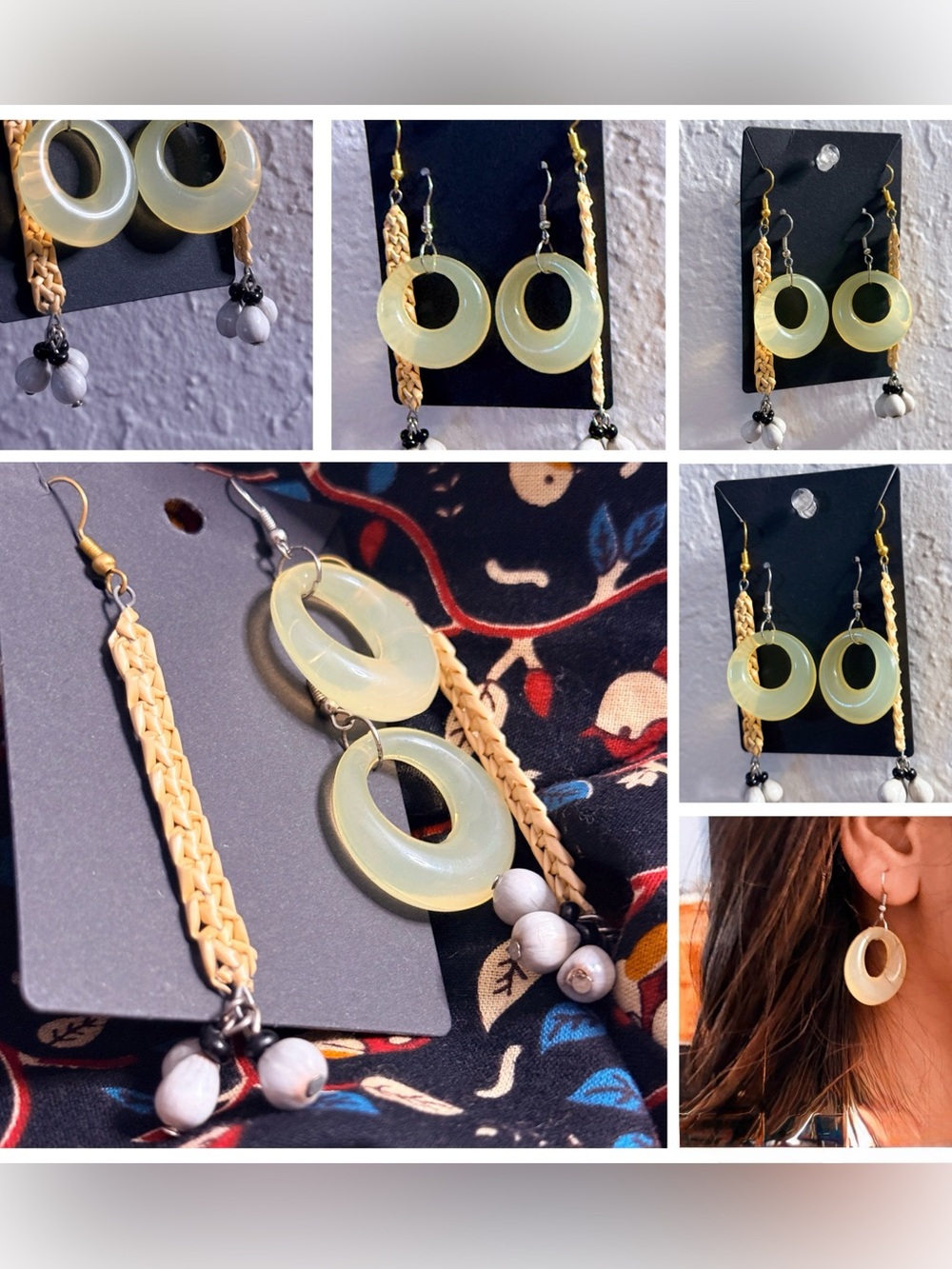 Artisan Yellow Hoop & Bengal Handmade Statement Earrings | Unique Boho Duo
